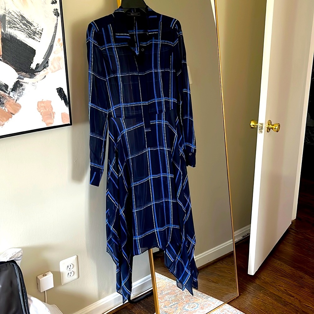 BCBG MaxAzria size XS.  Beautiful blue cocktail dress with separate nude lining